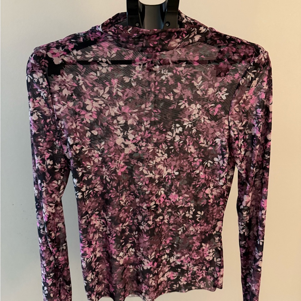 AFRM Floral Mesh Long Sleeve Top - Pink and Black Medium